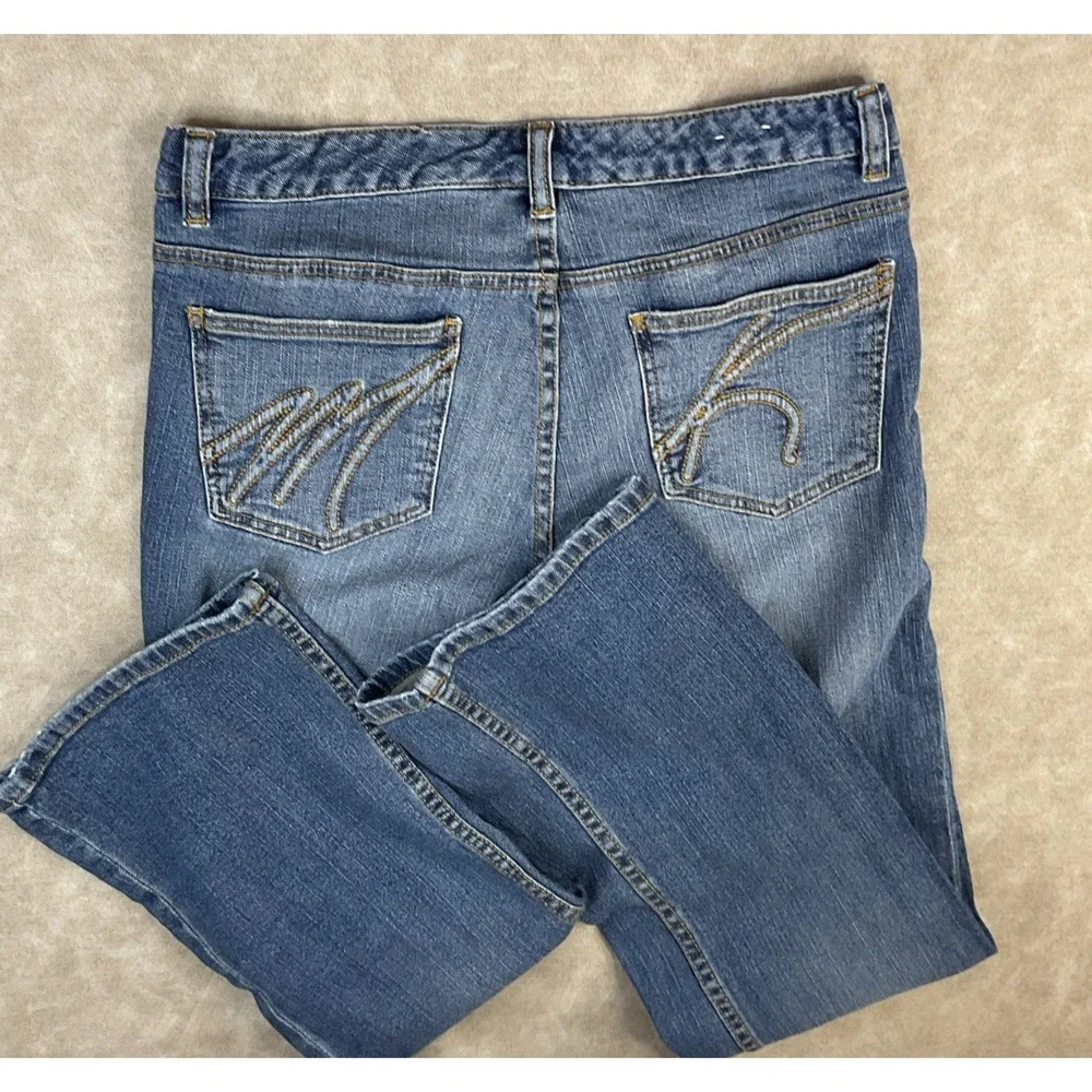 Vintage Michael Kors Flare Jeans Medium Wash Stretch‎ Denim Women Sz 6 MK Logo
